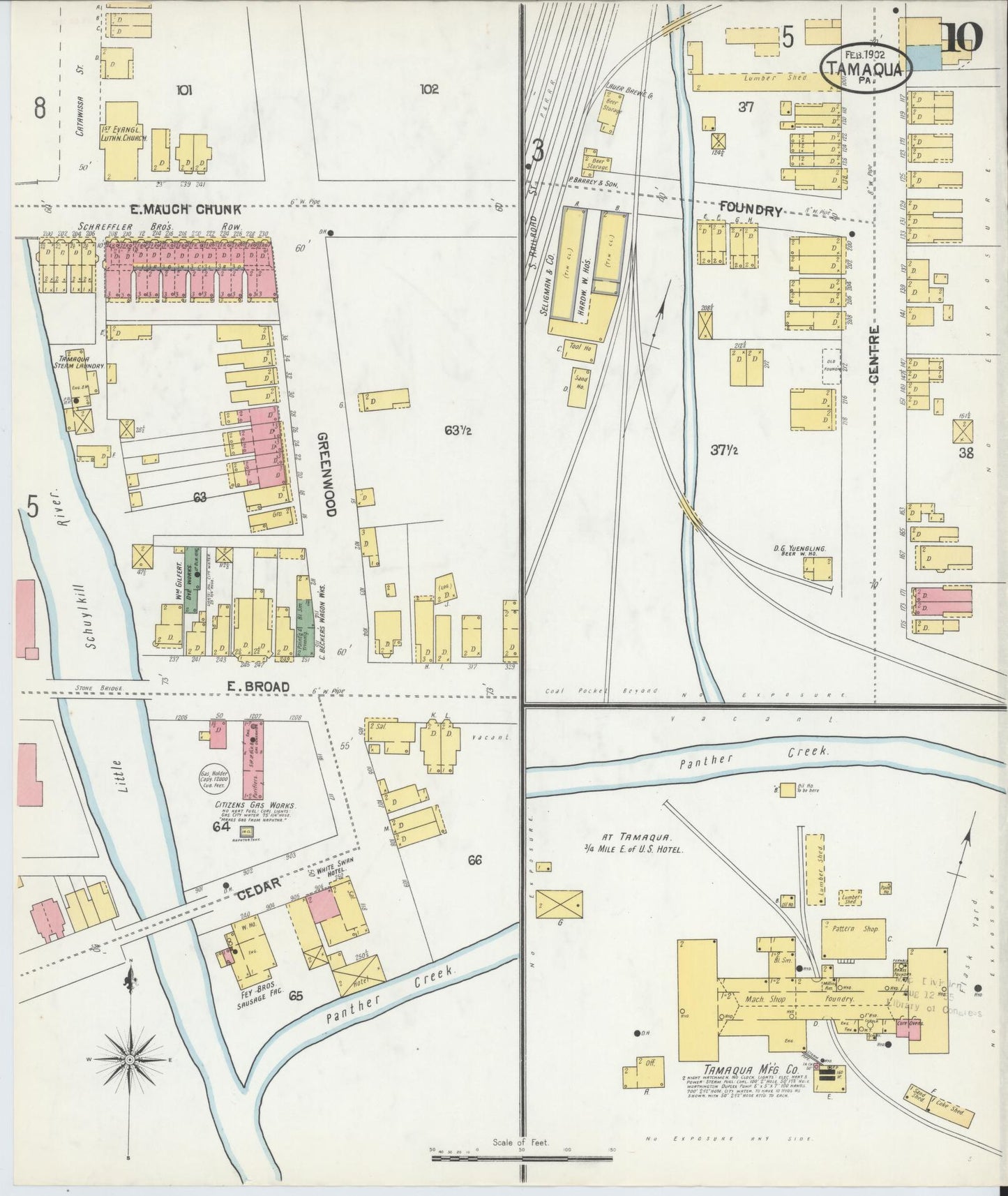 Sanborn Fire Insurance Map from Tamaqua, Schuylkill County, Pennsylvania (1902), Sheet #0010 - Complete Map Set gallery image, historic Sanborn map, vintage wall art, Pennsylvania Pennsylvania