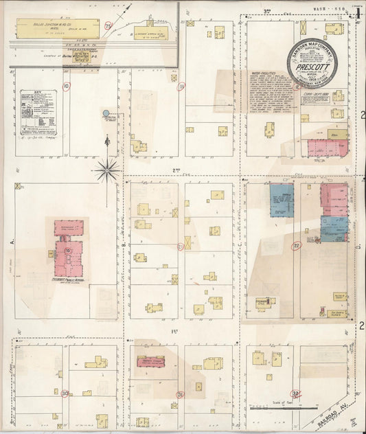 Sanborn Fire Insurance Map from Prescott, Walla Walla County, Washington (1930), Sheet #0001 - Complete Map Set gallery image, historic Sanborn map, vintage wall art, Washington Washington