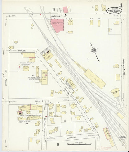 Sanborn Fire Insurance Map from Winchendon, Worcester County, Massachusetts (1914), Sheet #0004 - Complete Map Set gallery image, historic Sanborn map, vintage wall art, Massachusetts Massachusetts