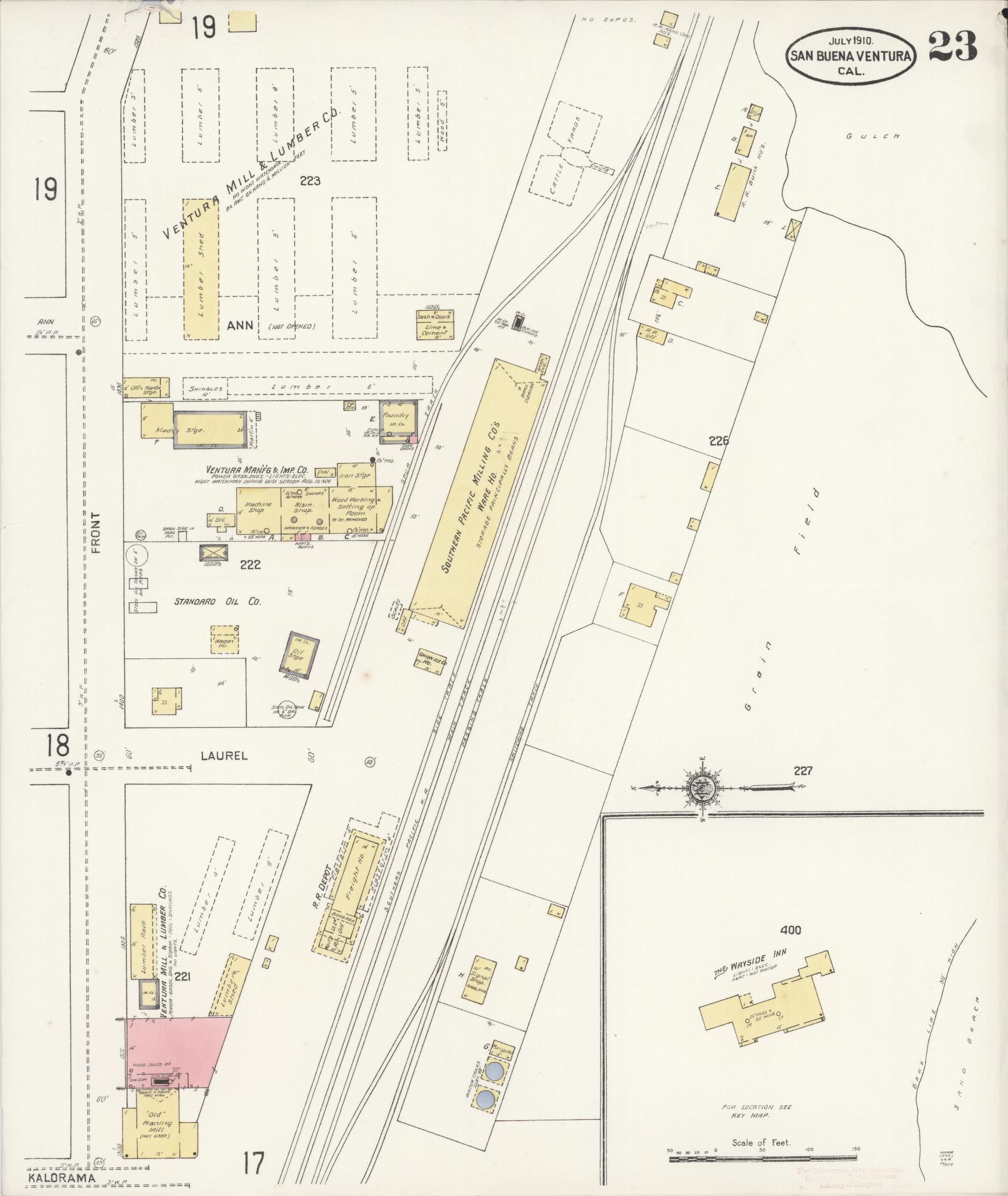 Sanborn Fire Insurance Map from San Buenaventura, Ventura County, California (1910), Sheet #0023 - Complete Map Set gallery image, historic Sanborn map, vintage wall art, California California