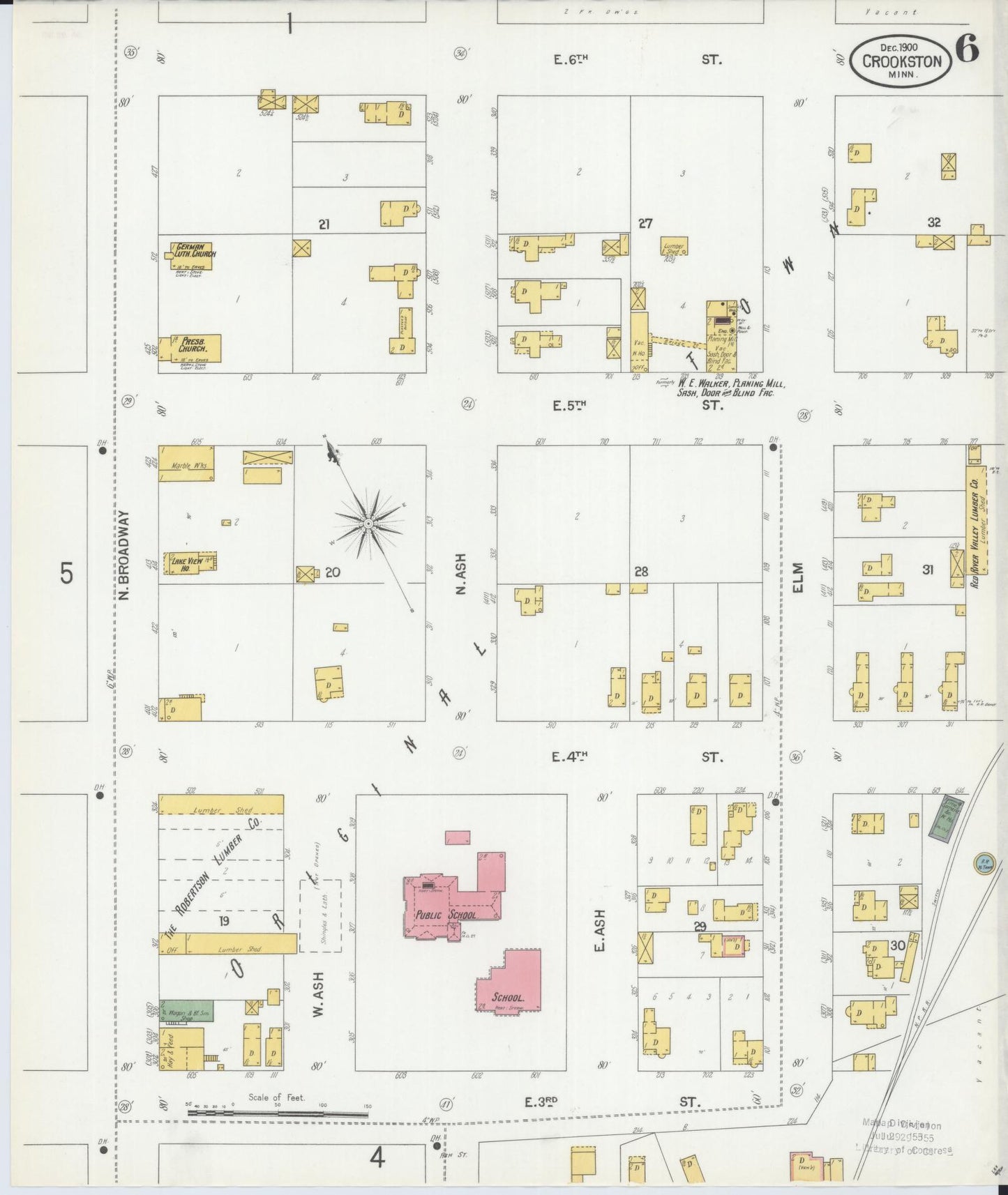 Sanborn Fire Insurance Map from Crookston, Polk County, Minnesota (1900), Sheet #0006 - Historic Sanborn Fire Insurance Map Print, vintage old map wall art, antique decor, genealogy gift, Minnesota Minnesota map