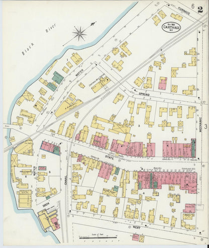 Sanborn Fire Insurance Map from Carthage, Jefferson County, New York (1902), Sheet #0002 - Complete Map Set gallery image, historic Sanborn map, vintage wall art, New York New York