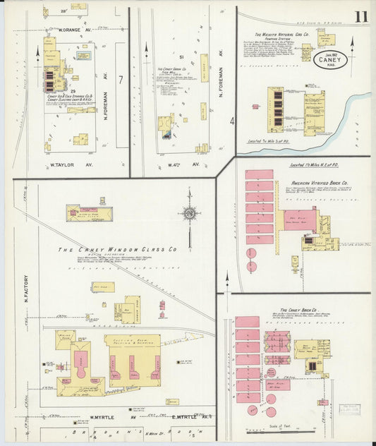 Sanborn Fire Insurance Map from Caney, Montgomery County, Kansas (1912), Sheet #0011 - Historic Sanborn Fire Insurance Map Print, vintage old map wall art, antique decor, genealogy gift, Kansas Kansas map