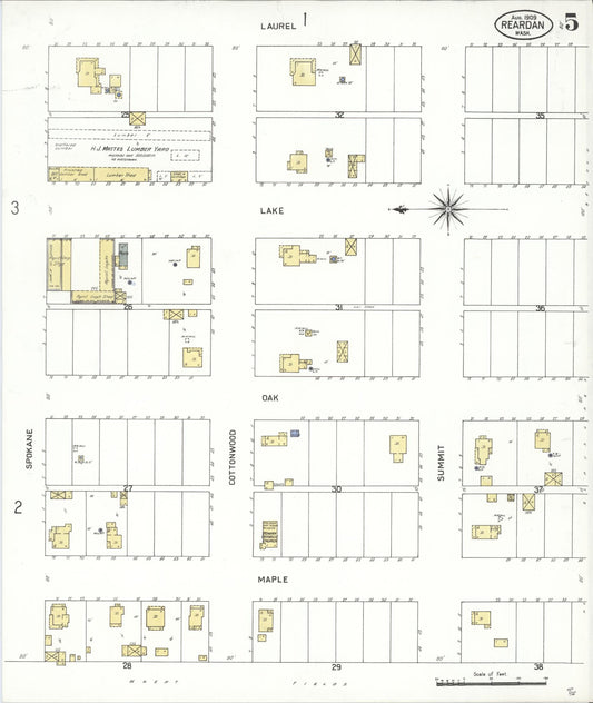 Sanborn Fire Insurance Map from Reardan, Lincoln County, Washington (1909), Sheet #0005 - Historic Sanborn Fire Insurance Map Print, vintage old map wall art, antique decor, genealogy gift, Washington Washington map