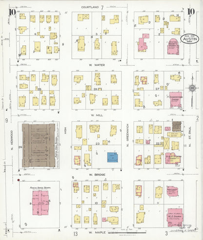 Sanborn Fire Insurance Map from Austin, Mower County, Minnesota (1926), Sheet #0010 - Historic Sanborn Fire Insurance Map Print, vintage old map wall art, antique decor, genealogy gift, Minnesota Minnesota map