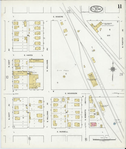 Sanborn Fire Insurance Map from El Reno, Canadian County, Oklahoma (1920), Sheet #0011 - Complete Map Set gallery image, historic Sanborn map, vintage wall art, Oklahoma Oklahoma