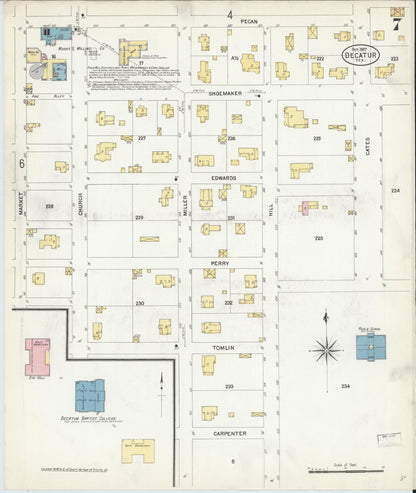 Sanborn Fire Insurance Map from Decatur, Wise County, Texas (1907), Sheet #0007 - Complete Map Set gallery image, historic Sanborn map, vintage wall art, Texas Texas