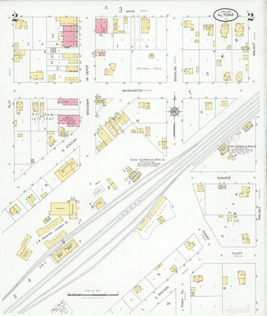 Sanborn Fire Insurance Map from Altona, Knox County, Illinois (1928), Sheet #0002 - Historic Sanborn Fire Insurance Map Print, vintage old map wall art, antique decor, genealogy gift, Illinois Illinois map