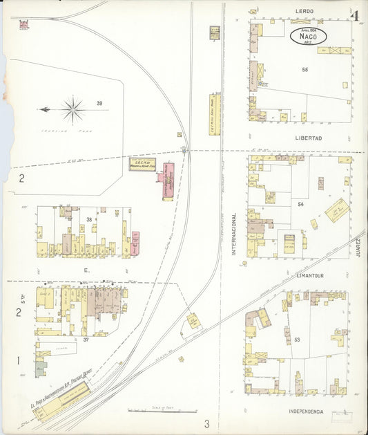 Sanborn Fire Insurance Map from Naco, Cochise County, Arizona (1904), Sheet #0004 - Historic Sanborn Fire Insurance Map Print, vintage old map wall art, antique decor, genealogy gift, Arizona Arizona map