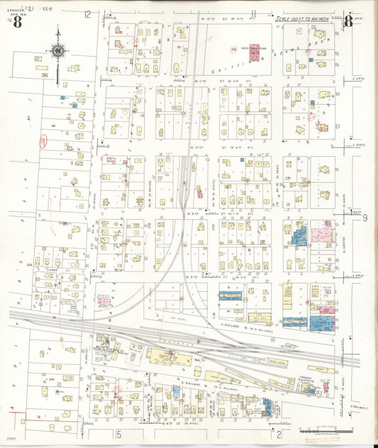 Sanborn Fire Insurance Map from Spencer, Clay County, Iowa (1946), Sheet #0008 - Historic Sanborn Fire Insurance Map Print, vintage old map wall art