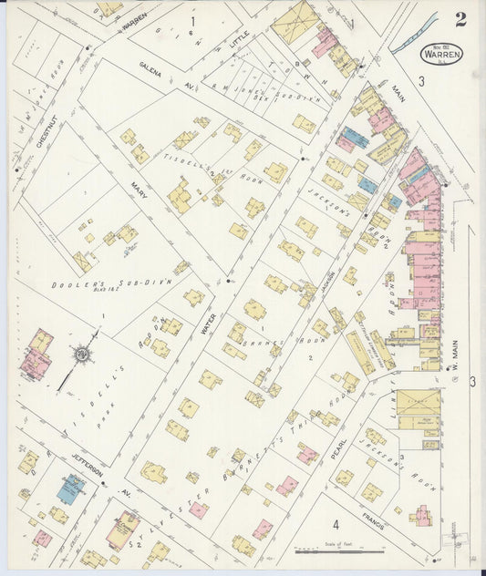 Sanborn Fire Insurance Map from Warren, Jo Daviess County, Illinois (1912), Sheet #0002 - Historic Sanborn Fire Insurance Map Print, vintage old map wall art, antique decor, genealogy gift, Illinois Illinois map