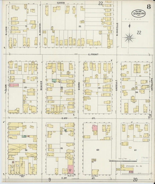 Sanborn Fire Insurance Map from Dunkirk, Chautauqua County, New York (1898), Sheet #0008 - Historic Sanborn Fire Insurance Map Print, vintage old map wall art, antique decor, genealogy gift, New York New York map