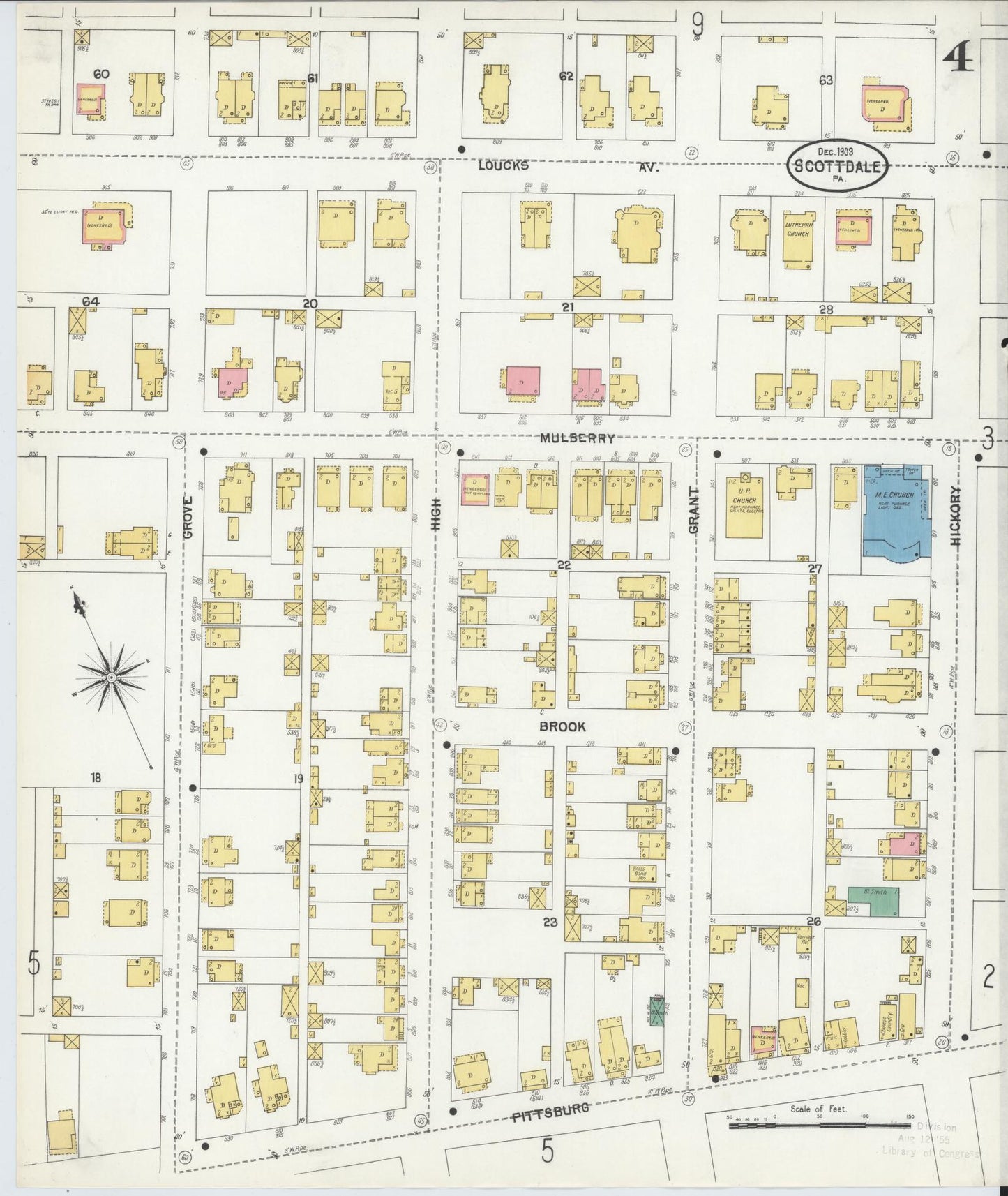 Sanborn Fire Insurance Map from Scottdale, Westmoreland County, Pennsylvania (1903), Sheet #0004 - Complete Map Set gallery image, historic Sanborn map, vintage wall art, Pennsylvania Pennsylvania