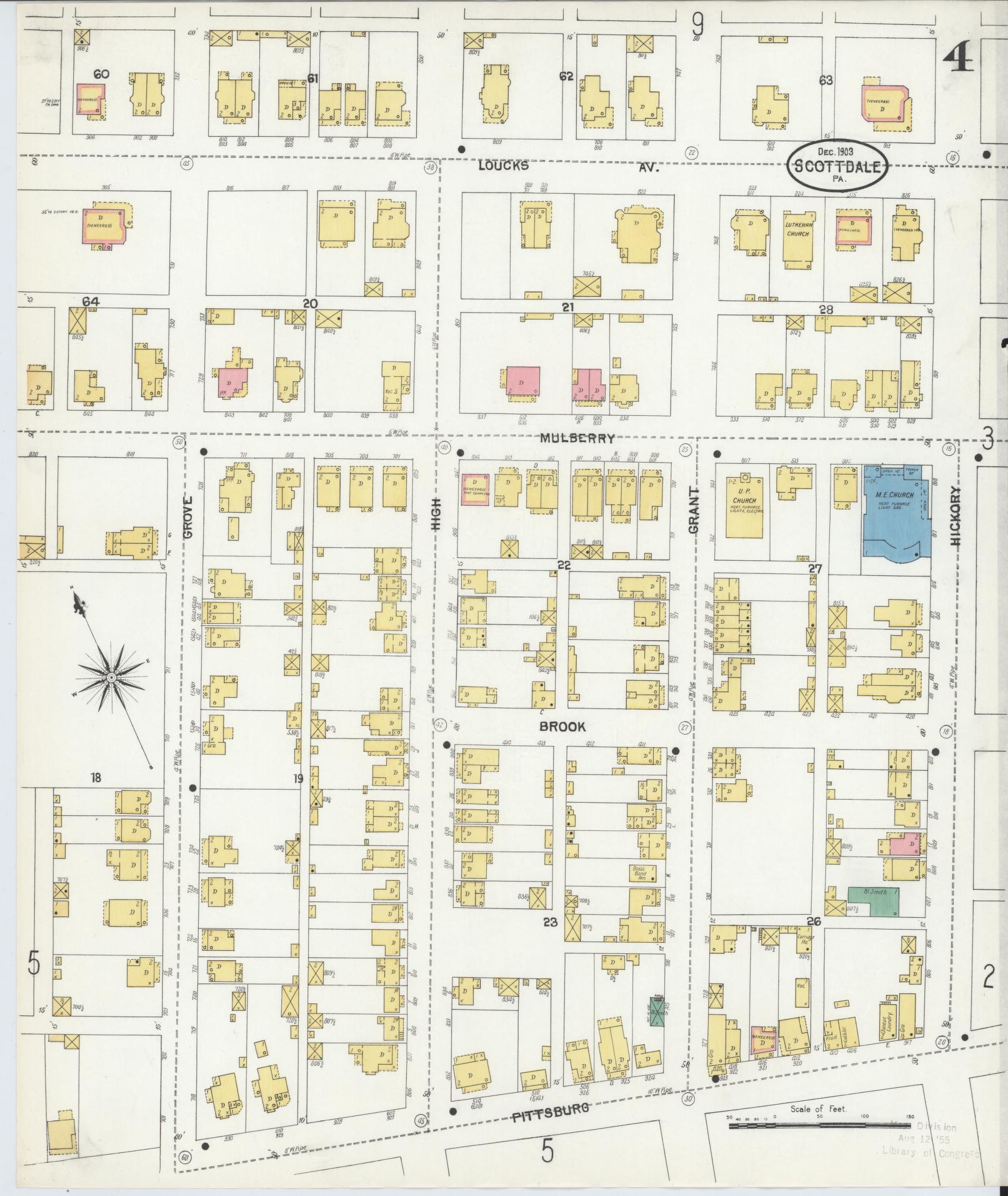 Sanborn Fire Insurance Map from Scottdale, Westmoreland County, Pennsylvania (1903), Sheet #0004 - Complete Map Set gallery image, historic Sanborn map, vintage wall art, Pennsylvania Pennsylvania
