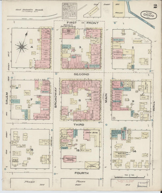 Sanborn Fire Insurance Map from Chico, Butte County, California (1884), Sheet #0002 - Historic Sanborn Fire Insurance Map Print, vintage old map wall art, antique decor, genealogy gift, California California map