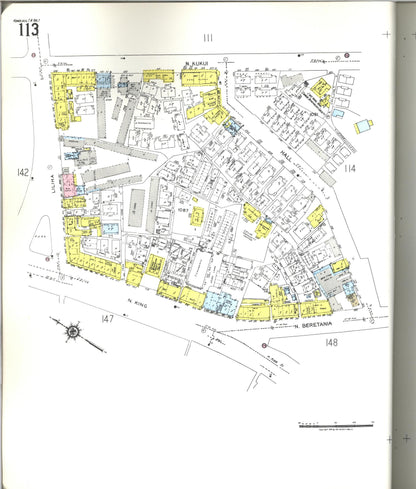Sanborn Fire Insurance Map from Honolulu, Oahu County, Hawaii (1955), Sheet #0113 - Historic Sanborn Fire Insurance Map Print