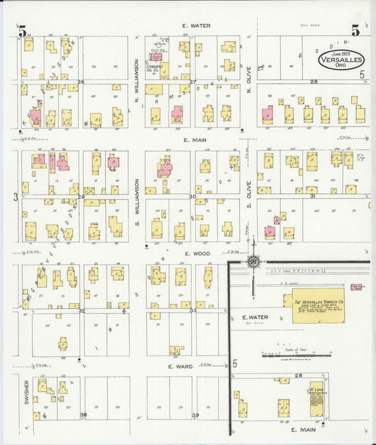 Sanborn Fire Insurance Map from Versailles, Darke County, Ohio (1925), Sheet #0005 - Historic Sanborn Fire Insurance Map Print, vintage old map wall art, antique decor, genealogy gift, Ohio Ohio map