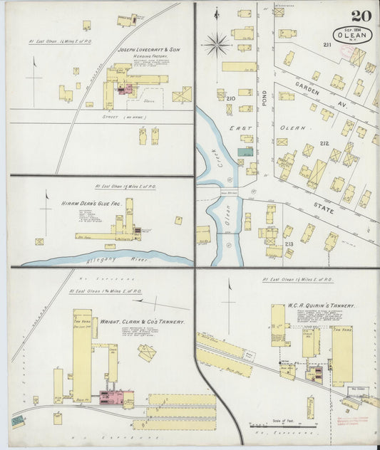 Sanborn Fire Insurance Map from Olean, Cattaraugus County, New York (1894), Sheet #0020 - Historic Sanborn Fire Insurance Map Print, vintage old map wall art, antique decor, genealogy gift, New York New York map