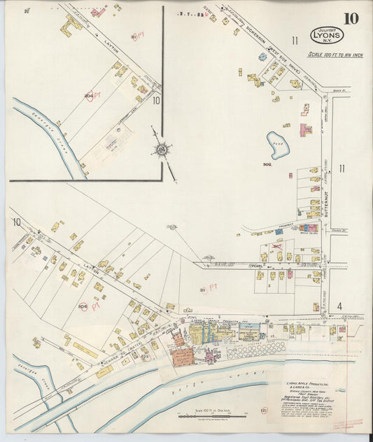 Sanborn Fire Insurance Map from Lyons, Wayne County, New York (1949), Sheet #0010 - Historic Sanborn Fire Insurance Map Print, vintage old map wall art, antique decor, genealogy gift, New York New York map