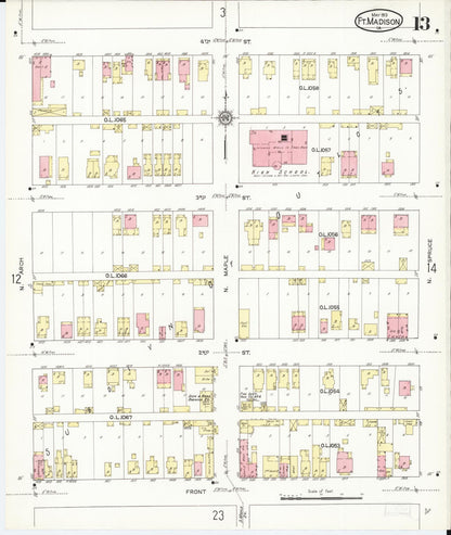 Sanborn Fire Insurance Map from Fort Madison, Lee County, Iowa (1913), Sheet #0013 - Historic Sanborn Fire Insurance Map Print
