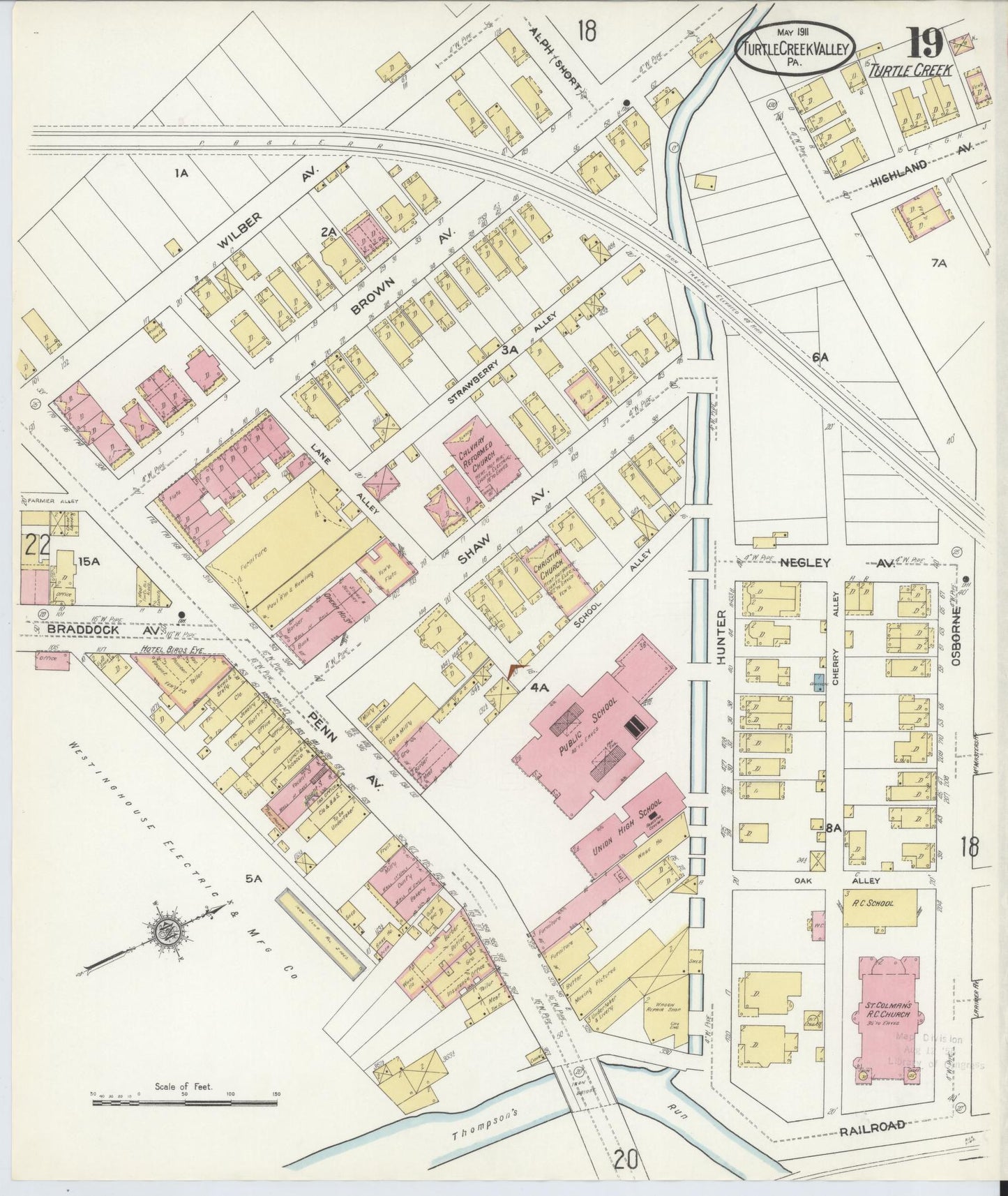 Sanborn Fire Insurance Map from Turtle Creek Valley, Allegheny County, Pennsylvania (1911), Sheet #0019 - Complete Map Set gallery image, historic Sanborn map, vintage wall art, Pennsylvania Pennsylvania
