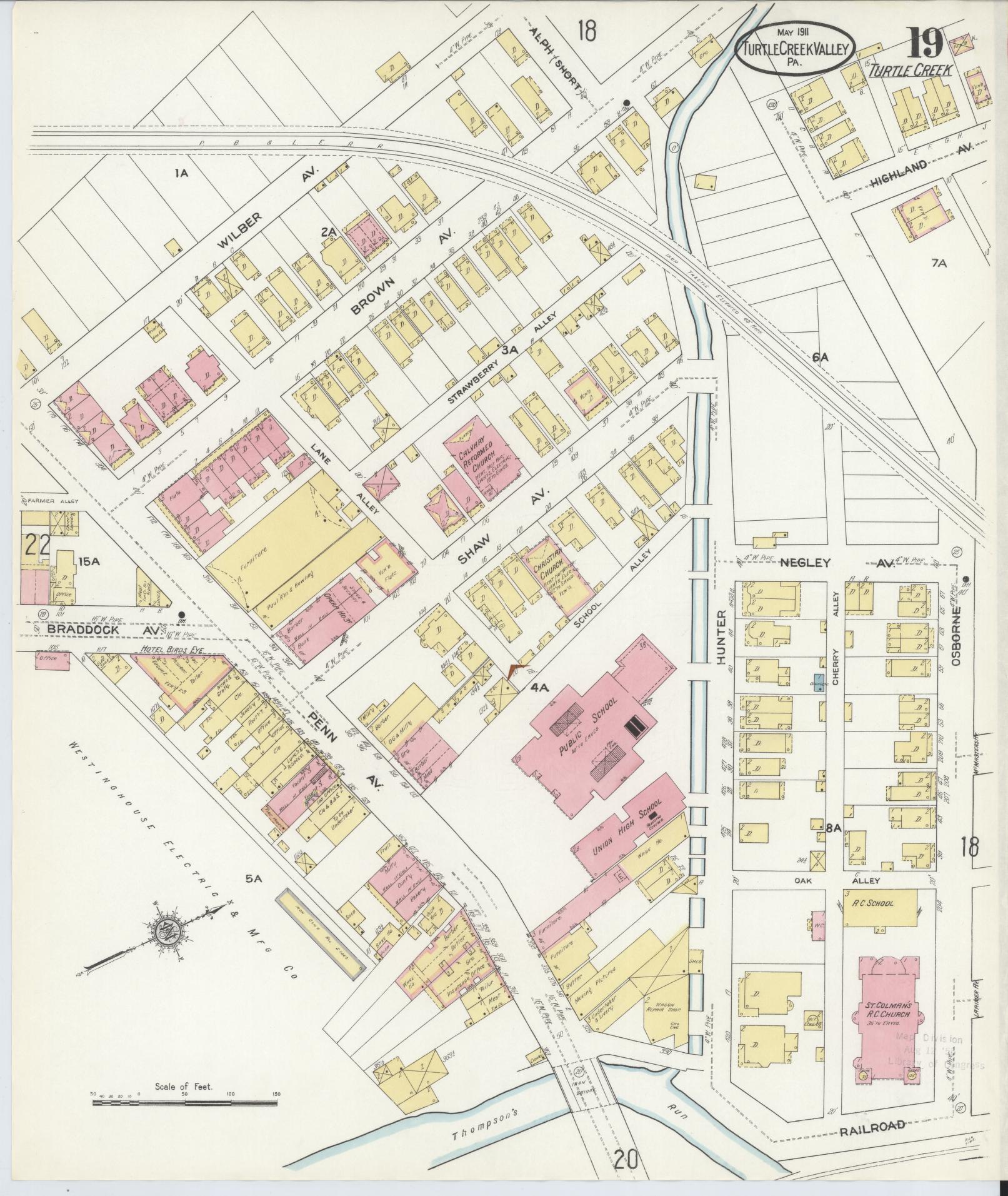 Sanborn Fire Insurance Map from Turtle Creek Valley, Allegheny County, Pennsylvania (1911), Sheet #0019 - Complete Map Set gallery image, historic Sanborn map, vintage wall art, Pennsylvania Pennsylvania