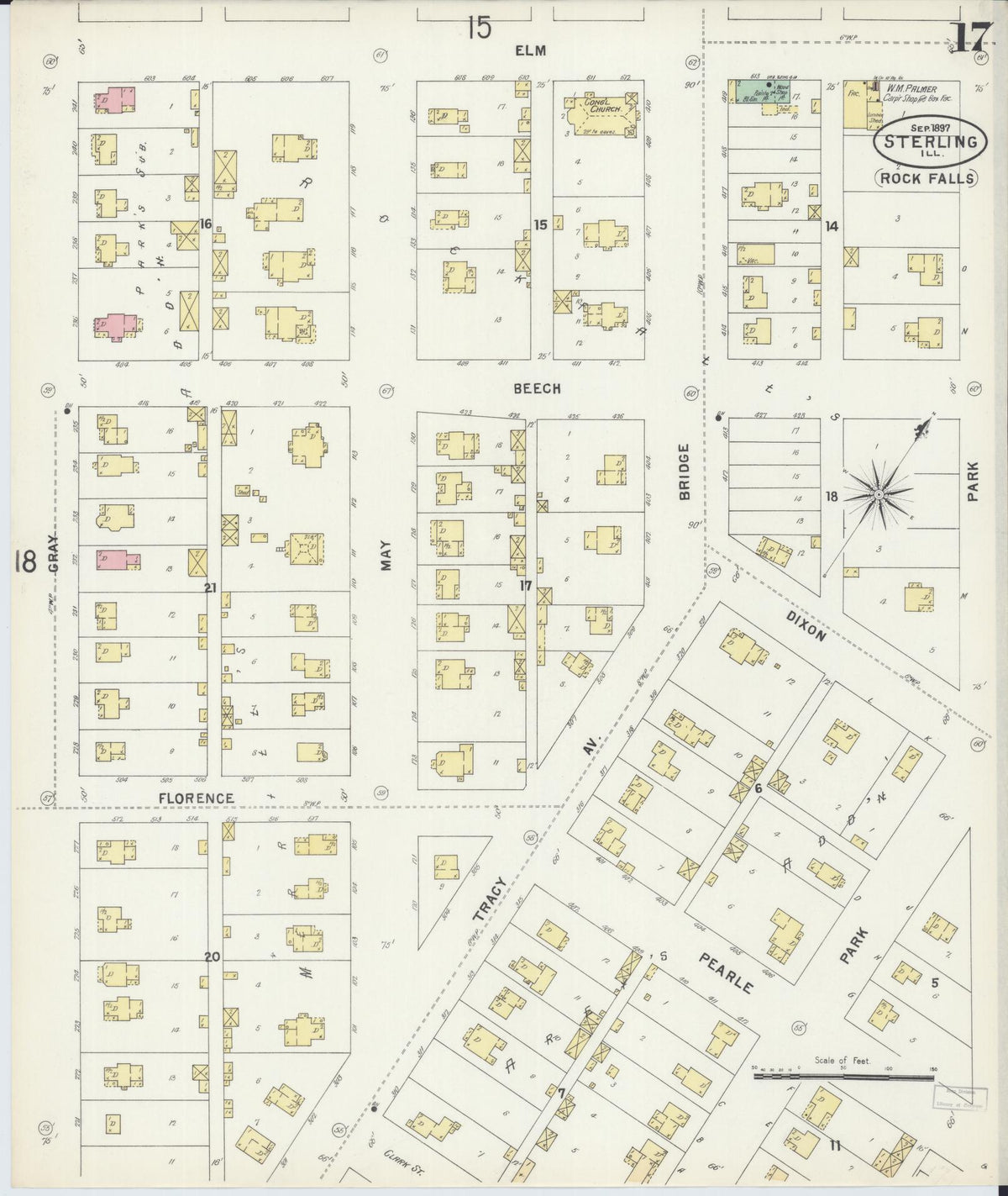 Sanborn Fire Insurance Map from Sterling, Whiteside County, Illinois (1897), Sheet #0017 - Historic Sanborn Fire Insurance Map Print, vintage old map wall art, antique decor, genealogy gift, Illinois Illinois map