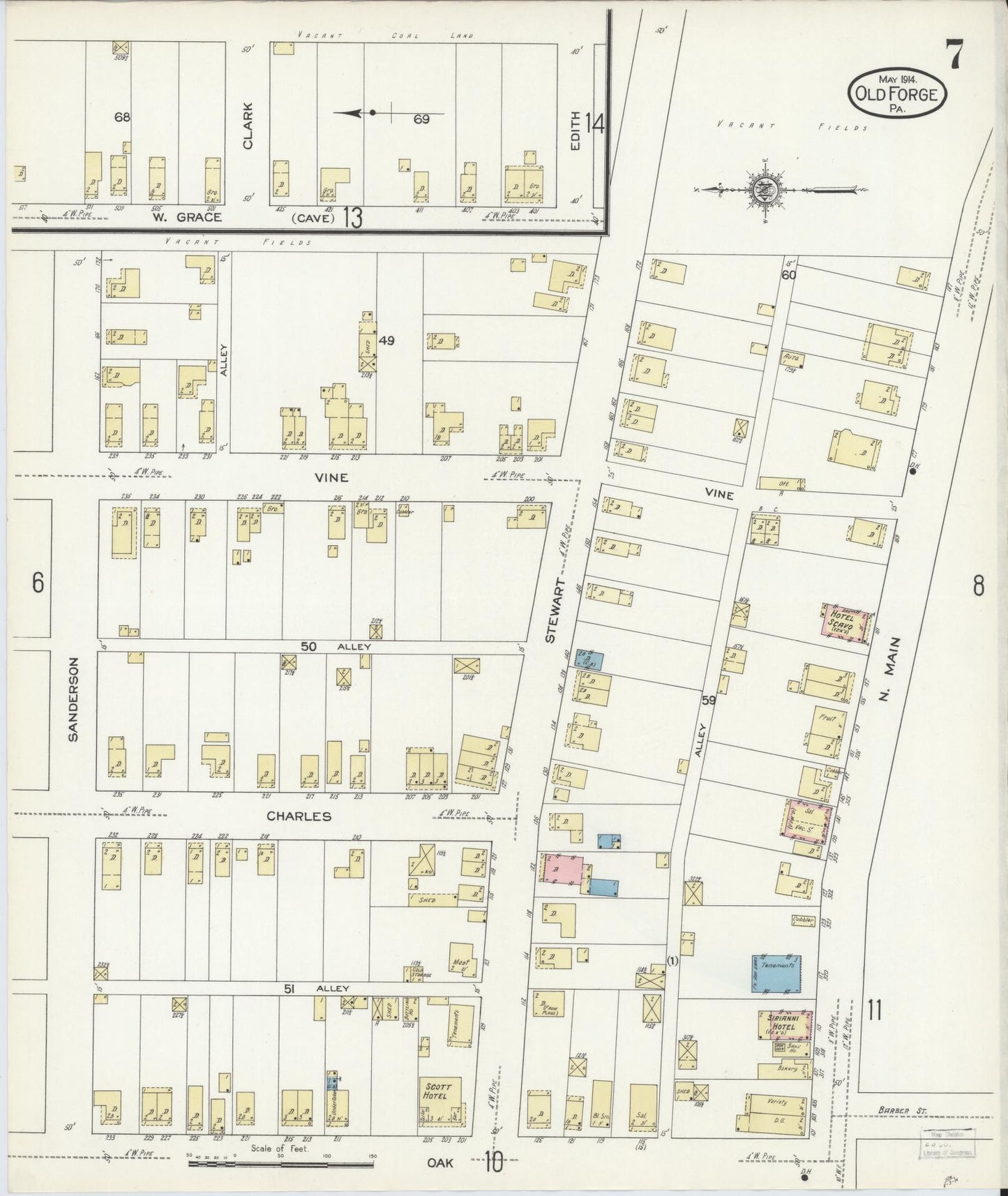 Sanborn Fire Insurance Map from Old Forge, Lackawanna County, Pennsylvania (1914), Sheet #0007 - Complete Map Set gallery image, historic Sanborn map, vintage wall art, Pennsylvania Pennsylvania