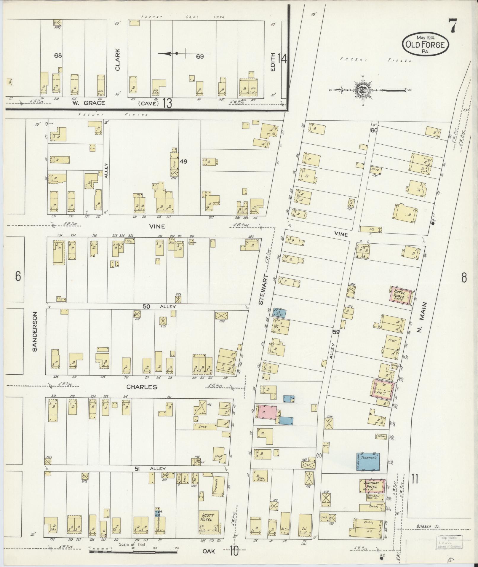 Sanborn Fire Insurance Map from Old Forge, Lackawanna County, Pennsylvania (1914), Sheet #0007 - Complete Map Set gallery image, historic Sanborn map, vintage wall art, Pennsylvania Pennsylvania
