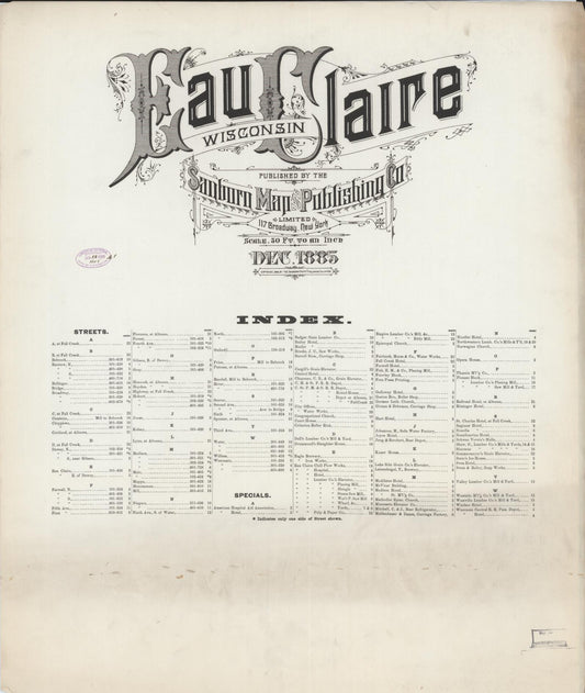 Eau Claire, Eau Claire County, Wisconsin (1885) – Sanborn Fire Insurance Map – Map View