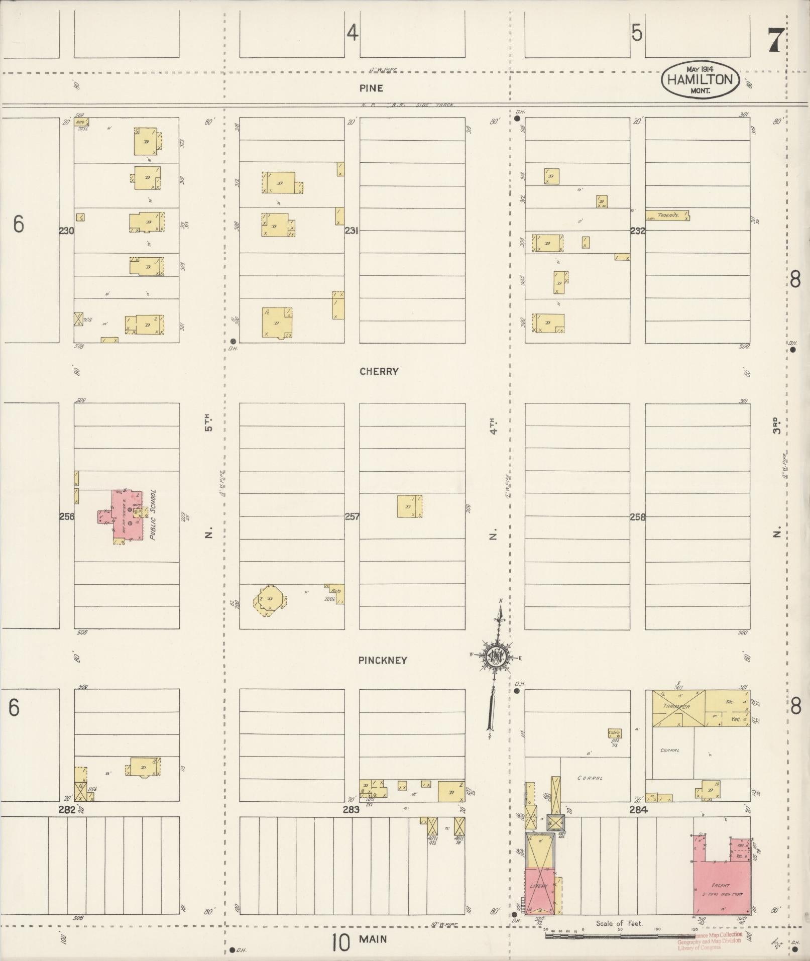 Sanborn Fire Insurance Map from Hamilton, Ravalli County, Montana (1914), Sheet #0007 - Complete Map Set gallery image, historic Sanborn map, vintage wall art, Montana Montana