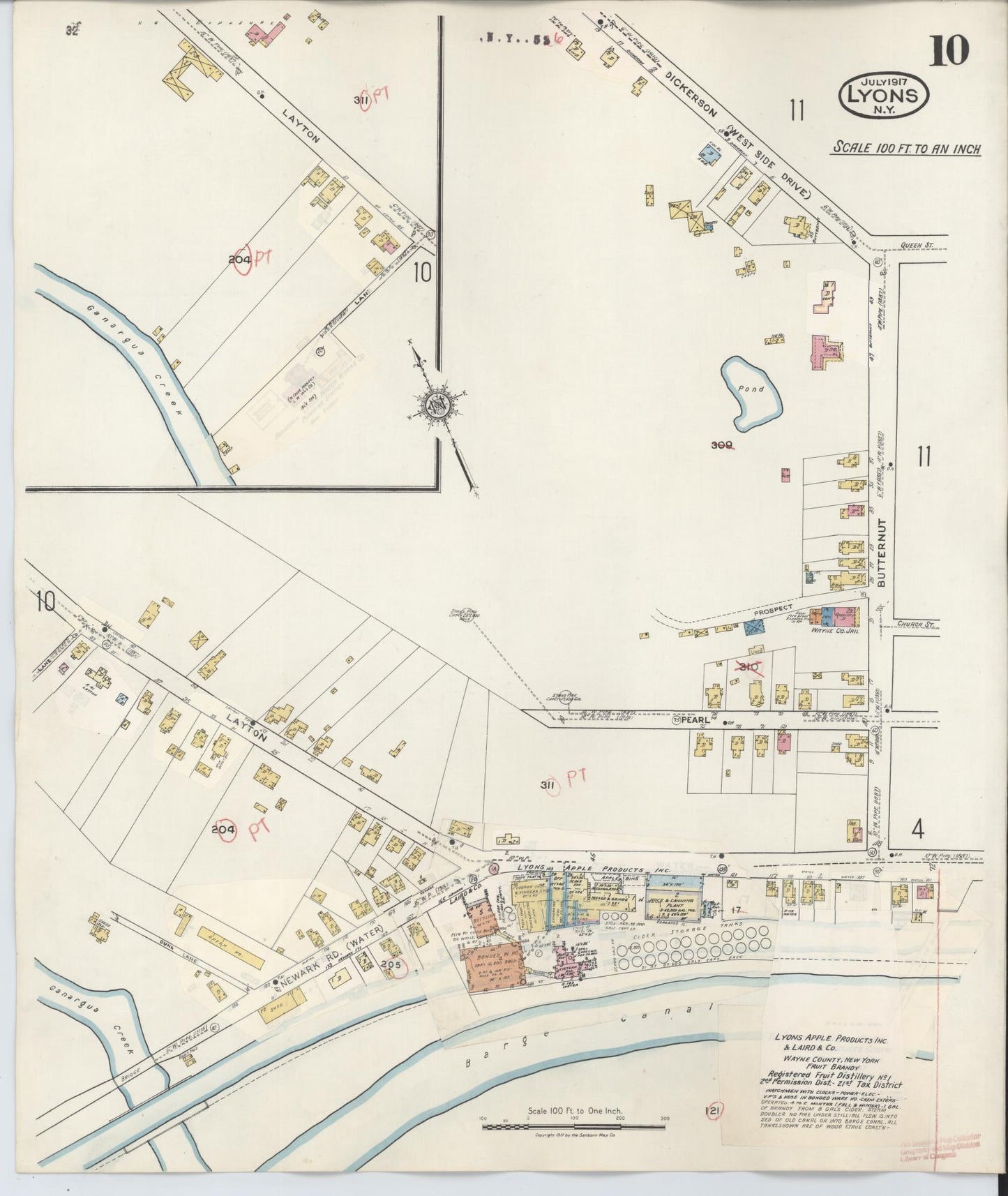 Sanborn Fire Insurance Map from Lyons, Wayne County, New York (1949), Sheet #0010 - Complete Map Set gallery image, historic Sanborn map, vintage wall art, New York New York
