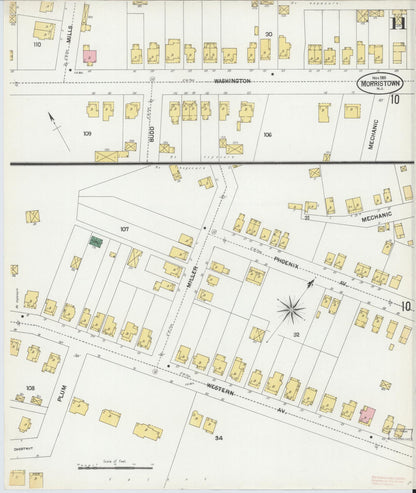 Sanborn Fire Insurance Map from Morristown, Morris County, New Jersey (1901), Sheet #0011 - Complete Map Set gallery image, historic Sanborn map, vintage wall art, New Jersey New Jersey