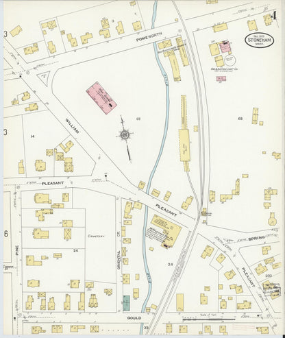 Sanborn Fire Insurance Map from Stoneham, Middlesex County, Massachusetts (1909), Sheet #0004 - Complete Map Set gallery image, historic Sanborn map, vintage wall art, Massachusetts Massachusetts