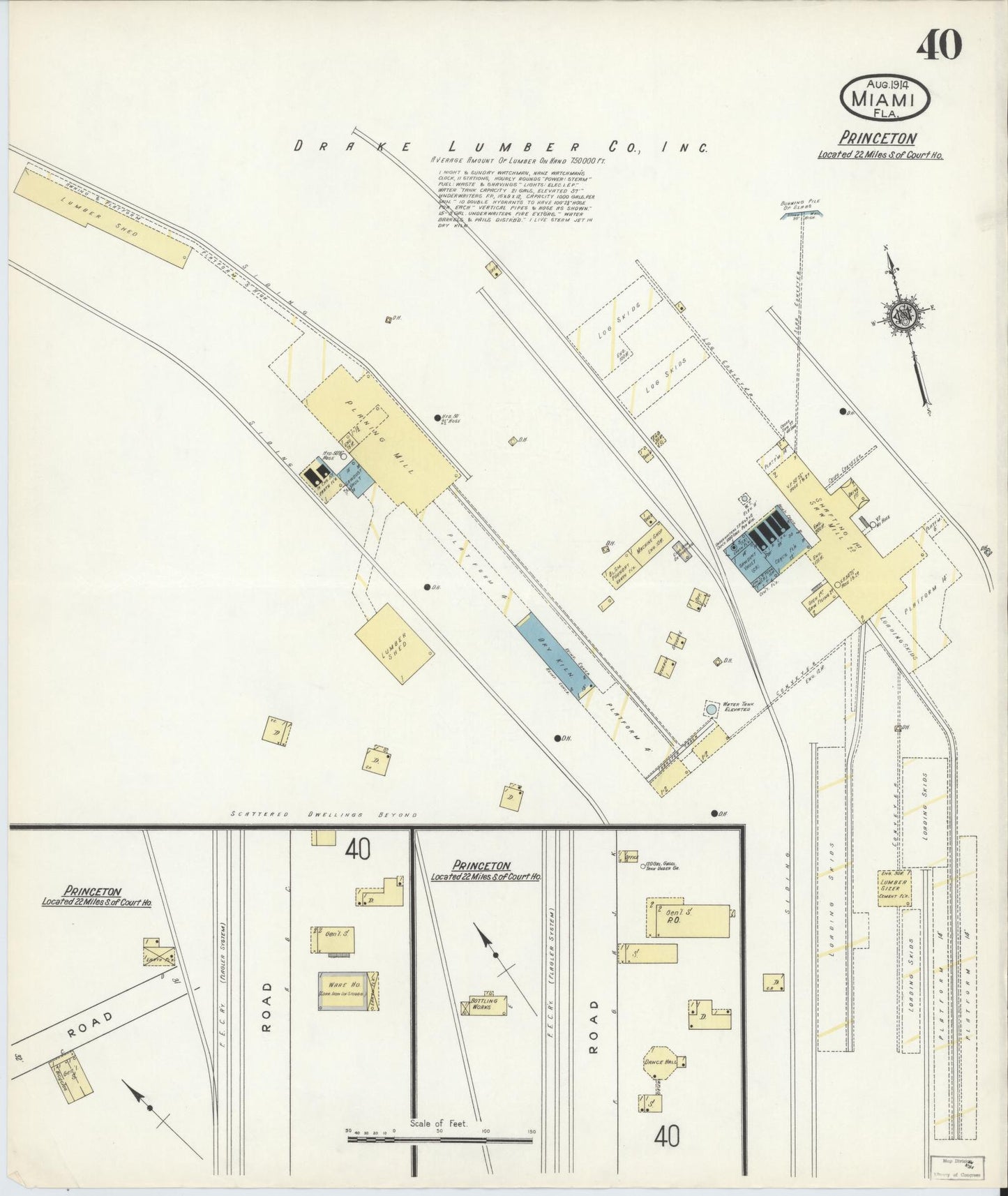 Sanborn Fire Insurance Map from Miami, Dade County, Florida (1914), Sheet #0040 - Complete Map Set gallery image, historic Sanborn map, vintage wall art, Florida Florida