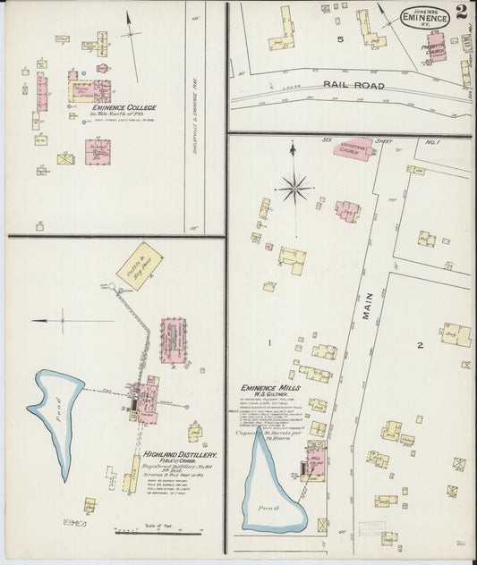 Sanborn Fire Insurance Map from Eminence, Henry County, Kentucky (1886), Sheet #0002 - Historic Sanborn Fire Insurance Map Print, vintage old map wall art, antique decor, genealogy gift, Kentucky Kentucky map