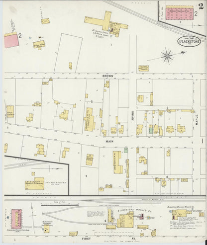 Sanborn Fire Insurance Map from Blackstone, Nottoway County, Virginia (1898), Sheet #0002 - Complete Map Set gallery image, historic Sanborn map, vintage wall art, Virginia Virginia