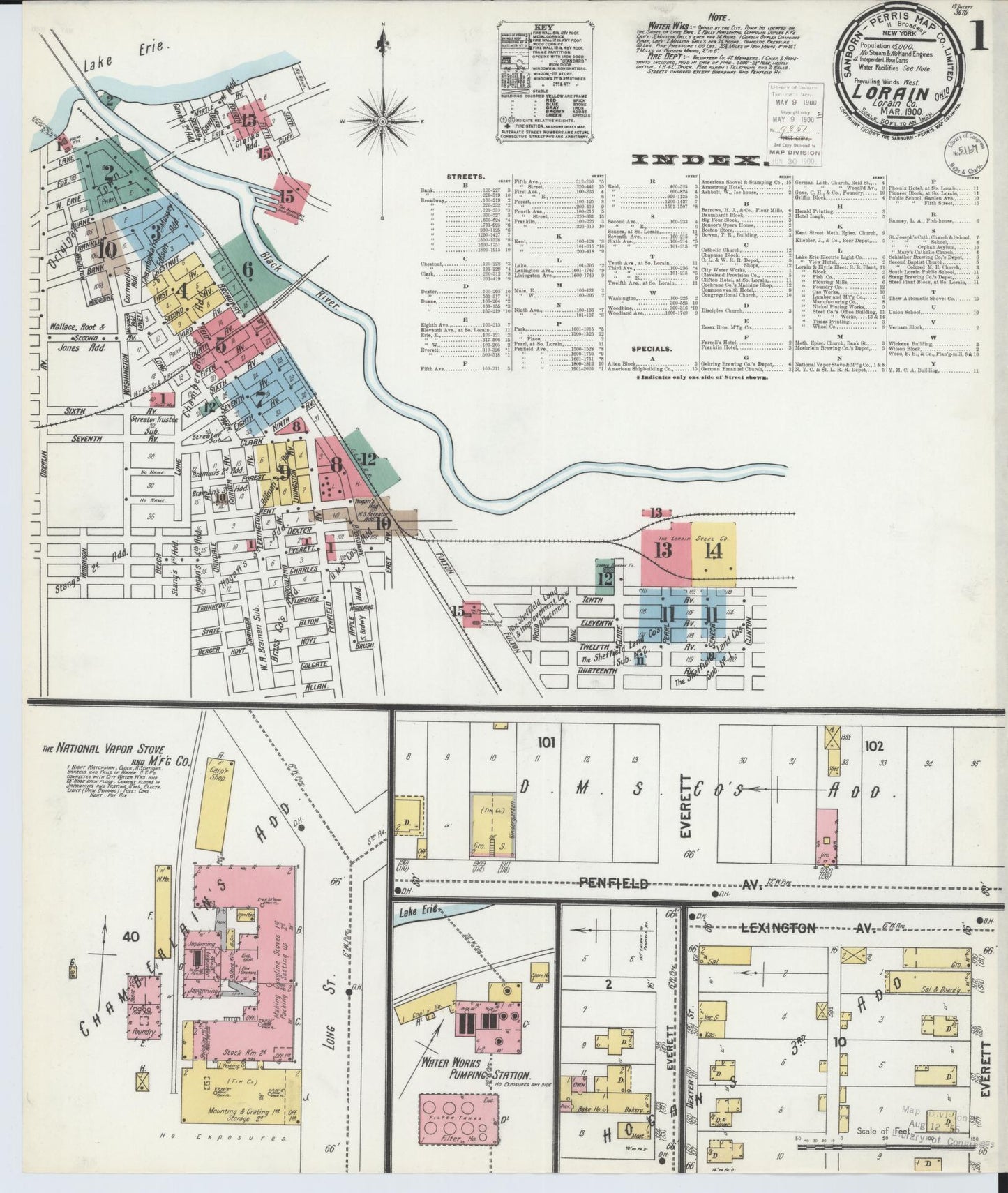 Sanborn Fire Insurance Map from Lorain, Lorain County, Ohio (1900), Sheet #0001 - Historic Sanborn Fire Insurance Map Print, vintage old map wall art, antique decor, genealogy gift, Ohio Ohio map