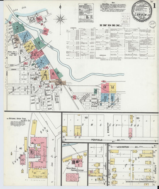 Sanborn Fire Insurance Map from Lorain, Lorain County, Ohio (1900), Sheet #0001 - Historic Sanborn Fire Insurance Map Print, vintage old map wall art, antique decor, genealogy gift, Ohio Ohio map