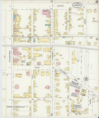 Sanborn Fire Insurance Map from Indiana, Indiana County, Pennsylvania (1888), Sheet #0006 - Historic Sanborn Fire Insurance Map Print, vintage old map wall art, antique decor, genealogy gift, Sanborn Fire Insurance Map from Indiana Indiana map