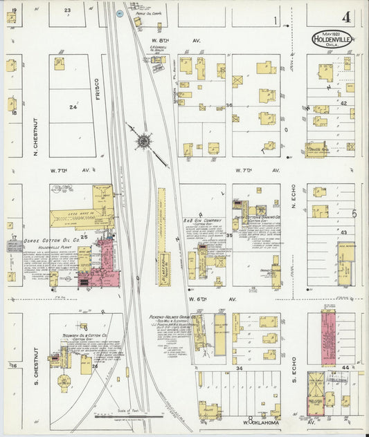 Sanborn Fire Insurance Map from Holdenville, Hughes County, Oklahoma (1920), Sheet #0004 - Historic Sanborn Fire Insurance Map Print, vintage old map wall art, antique decor, genealogy gift, Oklahoma Oklahoma map