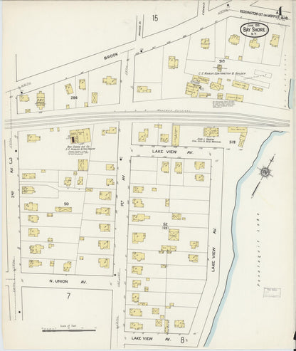Sanborn Fire Insurance Map from Bay Shore, Suffolk County, New York (1915), Sheet #0004 - Complete Map Set gallery image, historic Sanborn map, vintage wall art, New York New York