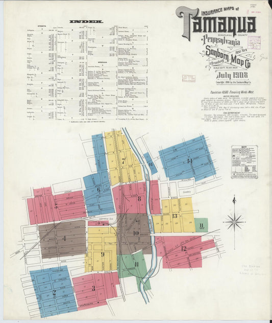 Sanborn Fire Insurance Map from Tamaqua, Schuylkill County, Pennsylvania (1908), Sheet #0001 - Complete Map Set gallery image, historic Sanborn map, vintage wall art, Pennsylvania Pennsylvania