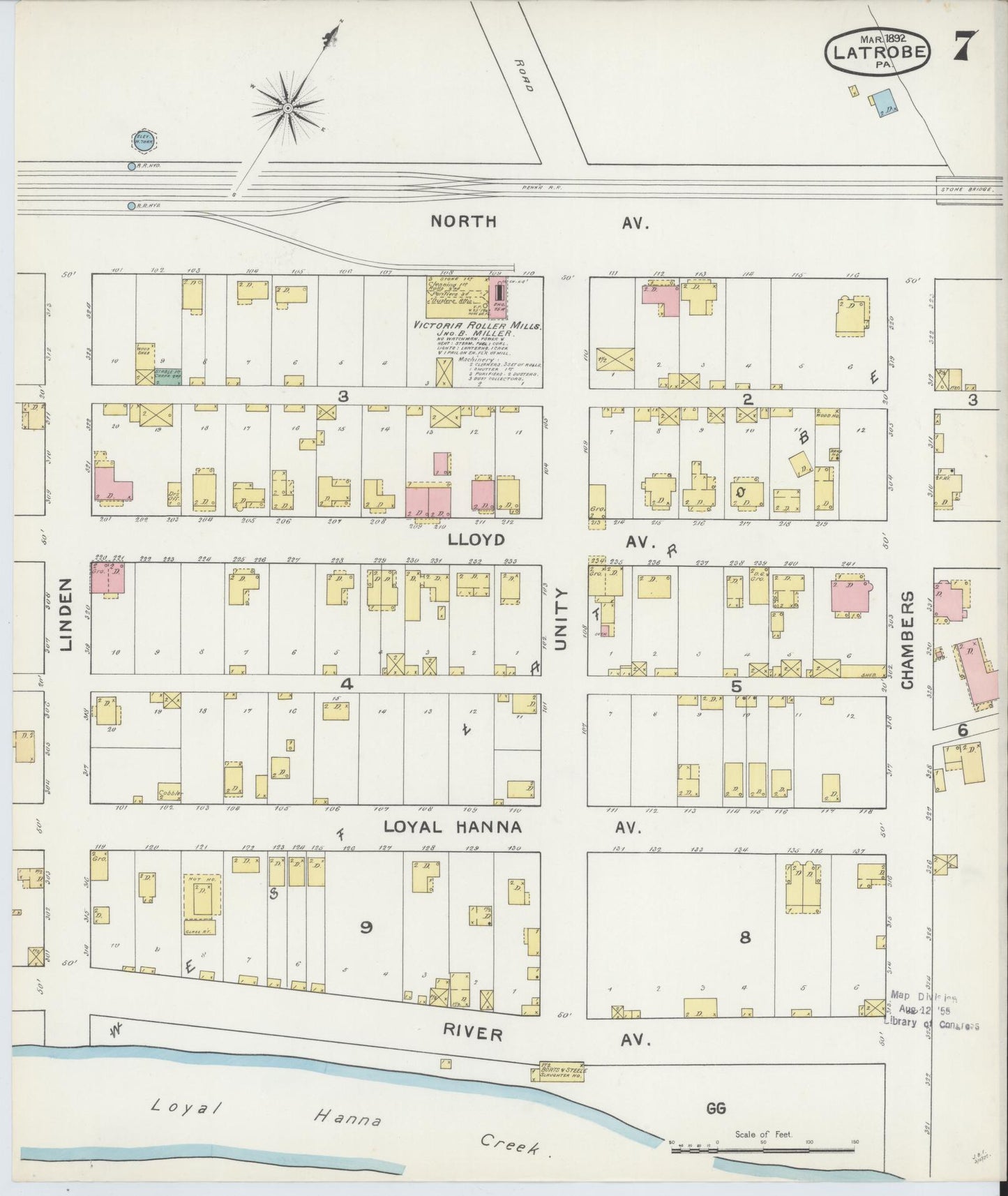 Sanborn Fire Insurance Map from Latrobe, Westmoreland County, Pennsylvania (1892), Sheet #0007 - Historic Sanborn Fire Insurance Map Print, vintage old map wall art, antique decor, genealogy gift, Pennsylvania Pennsylvania map