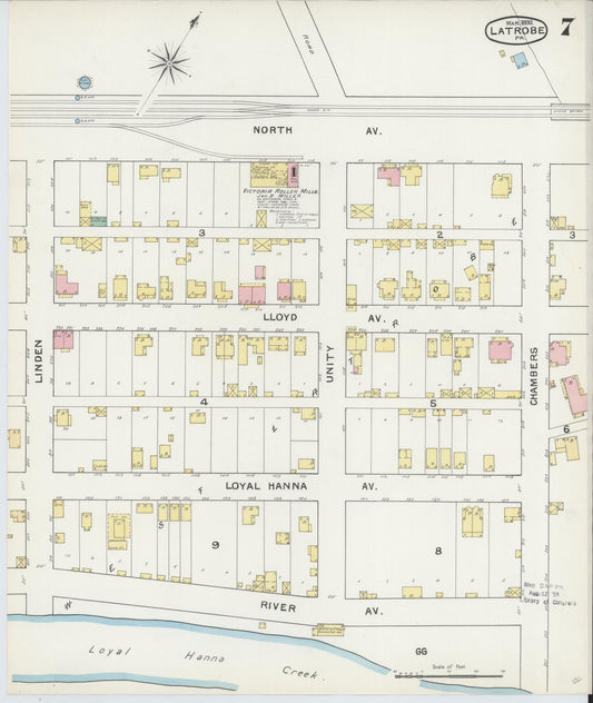 Sanborn Fire Insurance Map from Latrobe, Westmoreland County, Pennsylvania (1892), Sheet #0007 - Historic Sanborn Fire Insurance Map Print, vintage old map wall art, antique decor, genealogy gift, Pennsylvania Pennsylvania map