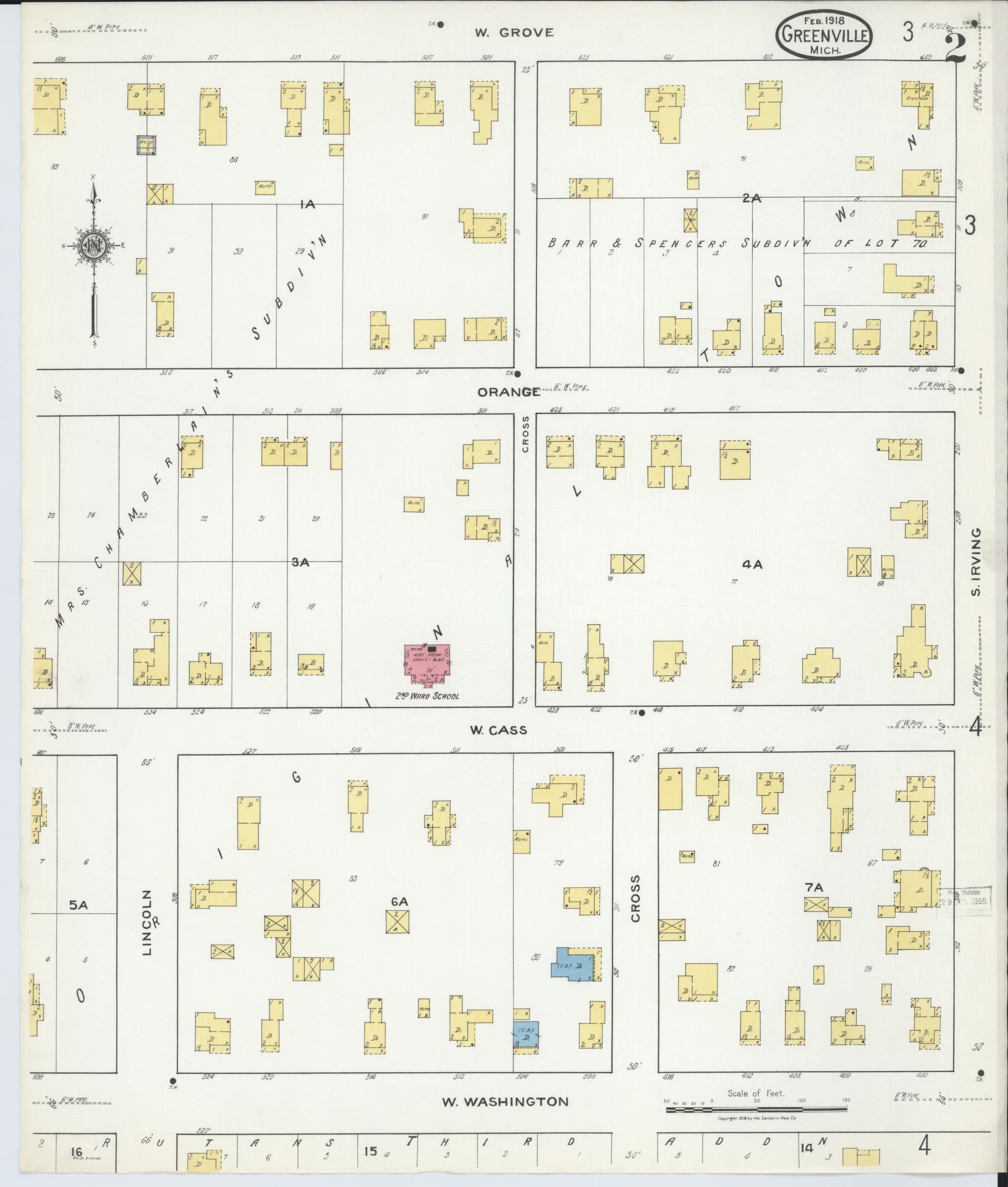 Sanborn Fire Insurance Map from Greenville, Montcalm County, Michigan (1918), Sheet #0002 - Complete Map Set gallery image, historic Sanborn map, vintage wall art, Michigan Michigan
