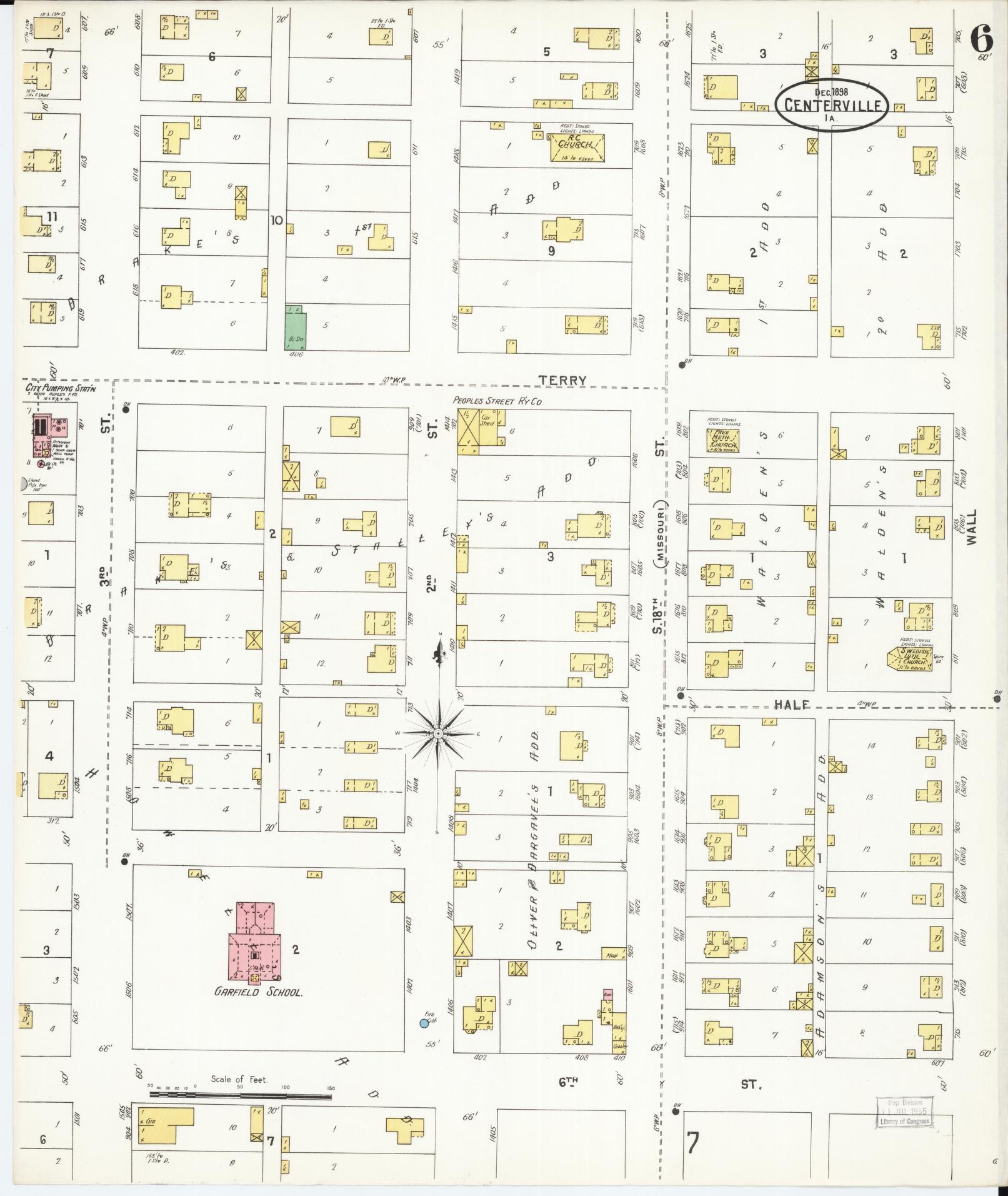 Sanborn Fire Insurance Map from Centerville, Appanoose County, Iowa (1898), Sheet #0006 - Historic Sanborn Fire Insurance Map Print, vintage old map wall art