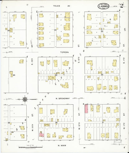 Sanborn Fire Insurance Map from Larned, Pawnee County, Kansas (1920), Sheet #0002 - Complete Map Set gallery image, historic Sanborn map, vintage wall art, Kansas Kansas