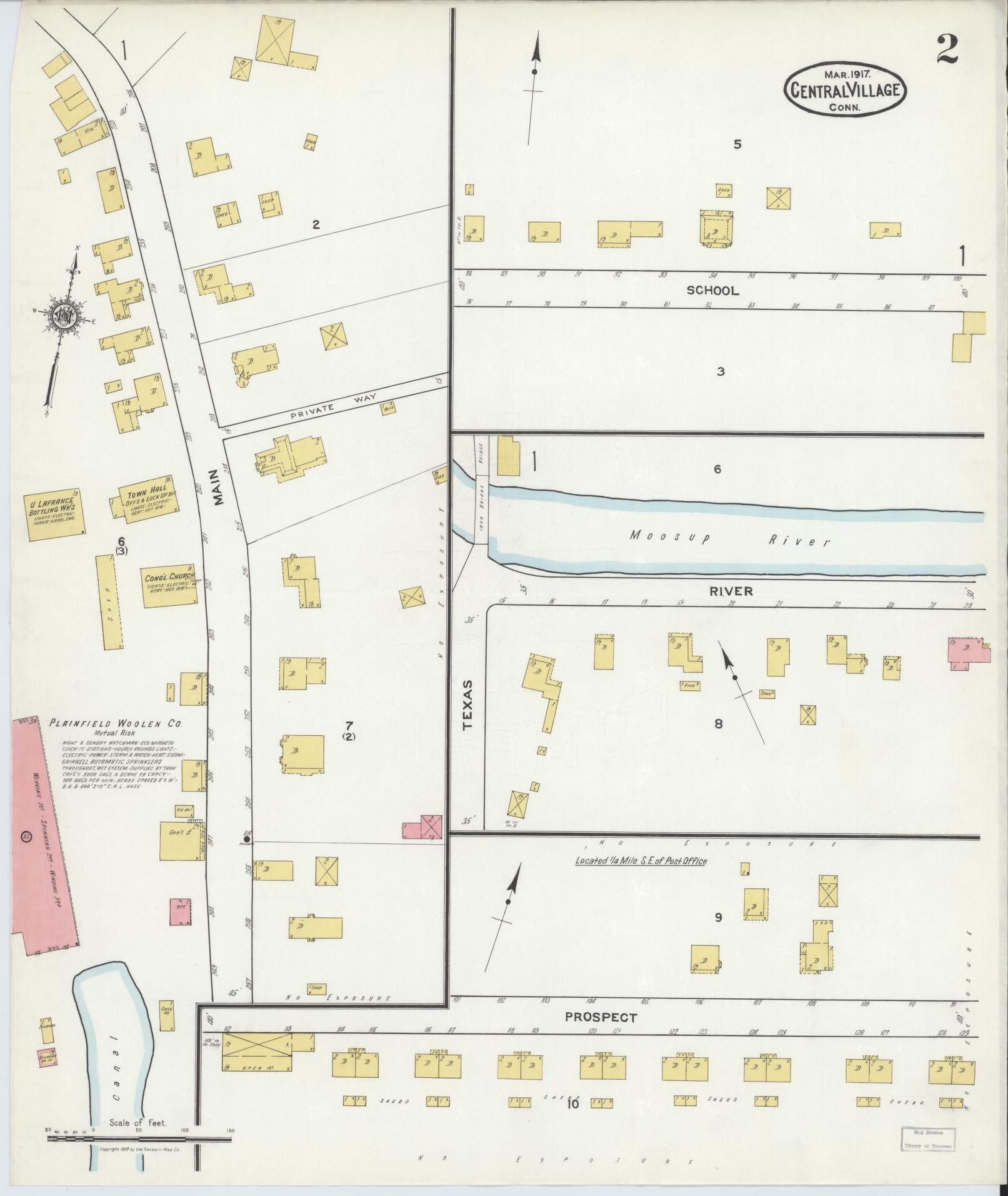 Sanborn Fire Insurance Map from Central Village, Windham County, Connecticut (1917), Sheet #0002 - Complete Map Set gallery image, historic Sanborn map, vintage wall art, Connecticut Connecticut