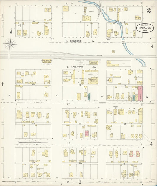 Sanborn Fire Insurance Map from Sprague, Lincoln County, Washington (1897), Sheet #0002 - Historic Sanborn Fire Insurance Map Print, vintage old map wall art, antique decor, genealogy gift, Washington Washington map